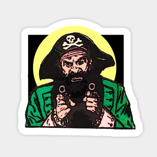 Pirate pointing revolver: go shoot! Sticker